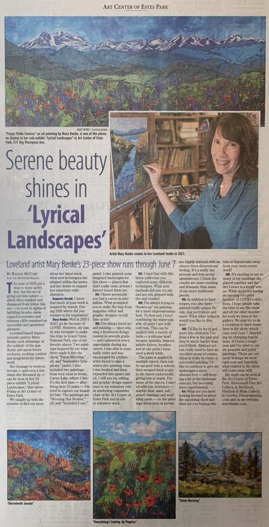 lyrical landscapes by mary benke reporter herald