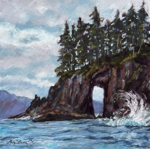 The Sea Carves a Door | Pastel | 12x12 | Available